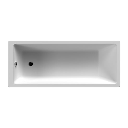 Balterley Modern Square Thin Edge Single Ended Straight Shower Bath with Leg Set, 1800mm x 800mm - White
