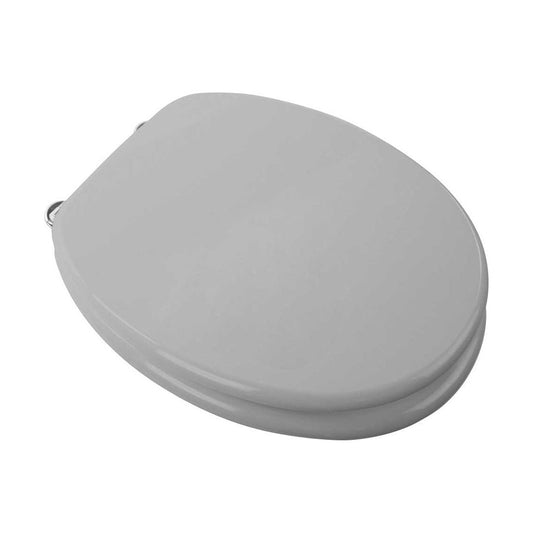[BBT206SLV] Balterley Bathroom Standard Adjustable-Hinges Round Toilet Seat, Silver Wood Effect Finish - 457x370 mm (Seat Only) - Cutout