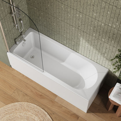 [BBZSE007] Round Single Ended 1700x700 Shower Bath Set - Front Panel & Chrome Round Corner Screen - Lifestyle 2