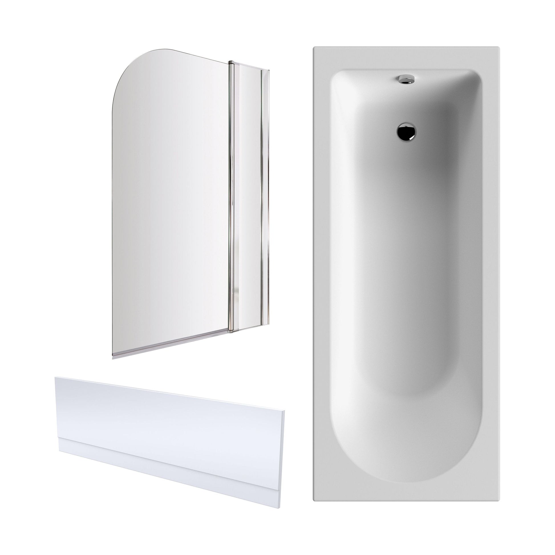 [BBZSE009] Round Single Ended 1700x700 Shower Bath Set - Front Panel, Screen with Fixed Panel - Chrome - Cutout