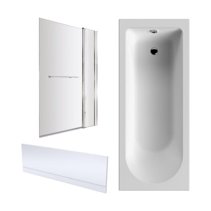 [BBZSE014] Round Single Ended 1700x750 Shower Bath Set - Front Panel, Chrome Fixed Bath Screen & Leg Set - Cutout