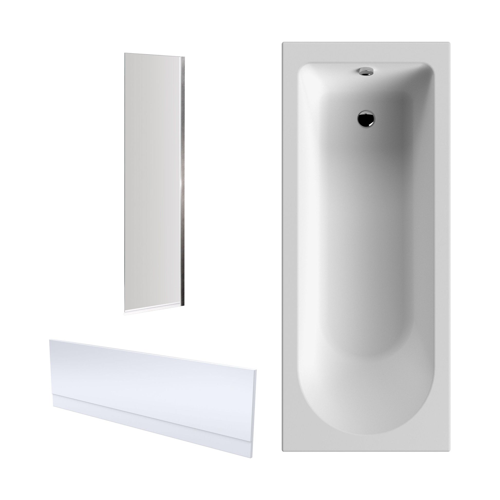 [BBZSE015] Round Single Ended 1700x750 Shower Bath Set - Front Panel, Chrome Fixed Bath Screen & Leg Set (End panel not included) - Cutout