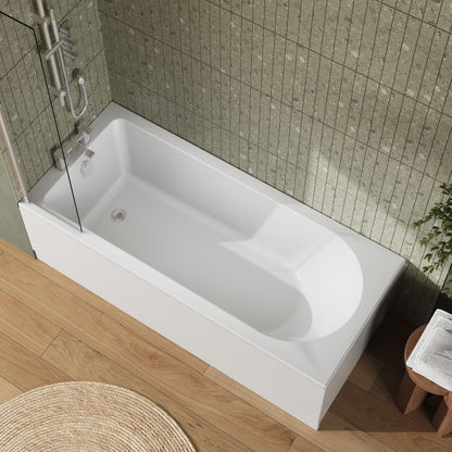 [BBZSE015] Round Single Ended 1700x750 Shower Bath Set - Front Panel, Chrome Fixed Bath Screen & Leg Set (End panel not included) - Lifestyle 2