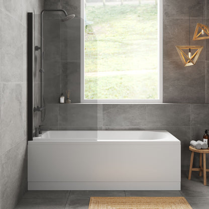 [BBZSE042] Round Single Ended 1700x700 Shower Bath Set - Front Panel, Round Bath Screen - Lifestyle 1