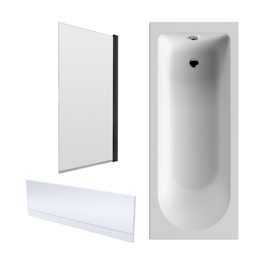 [BBZSE043] Round Single Ended 1700x750 Shower Bath Set - Front Panel, Screen & Leg Set - Cutout