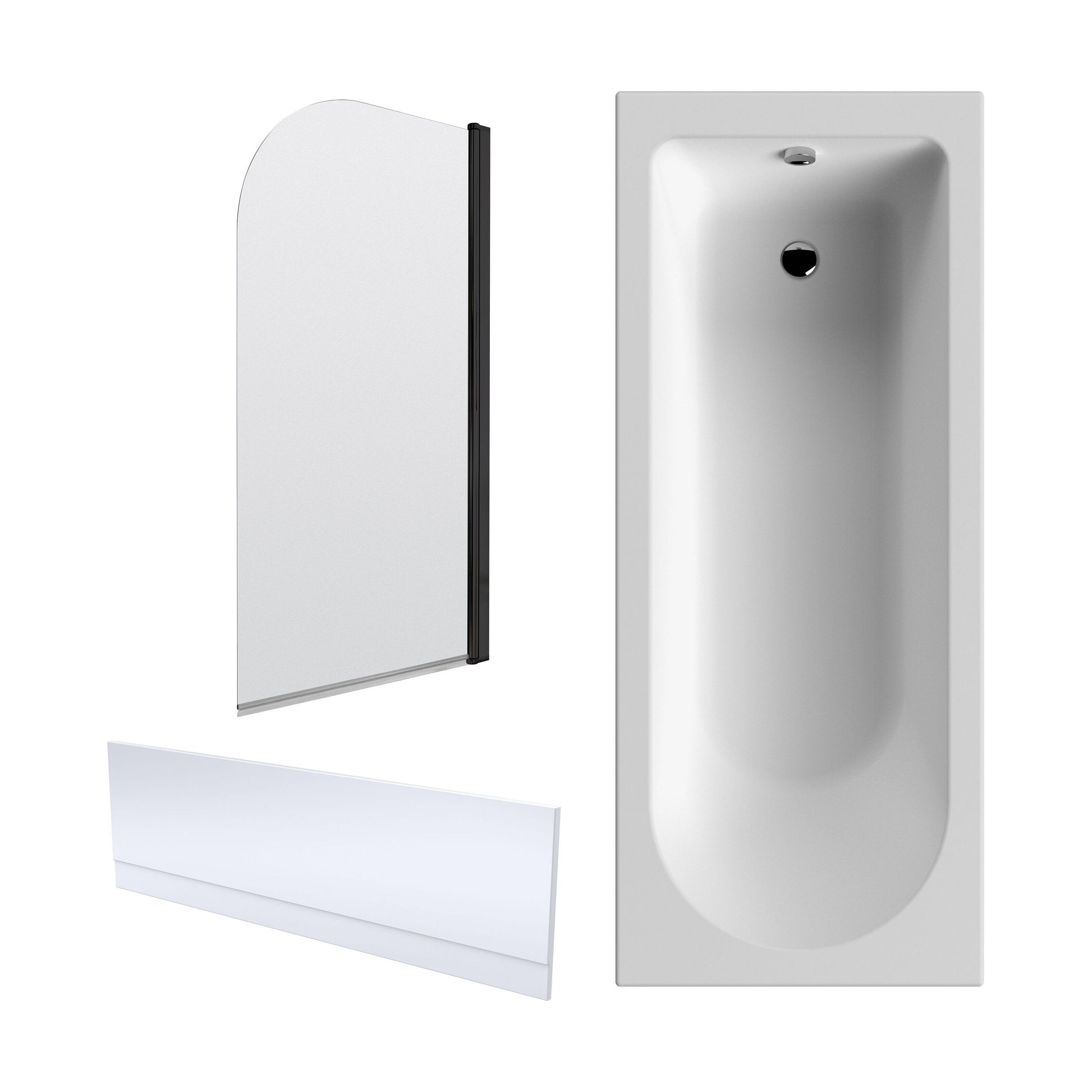 [BBZSE046] Round Single Ended 1700x700 Shower Bath Set - Front Panel, Round Bath Screen, Fixings & Leg Set - Cutout