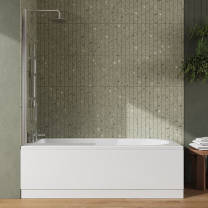 [BBZSE048] Round Single Ended 1700x750 Shower Bath Set - Front Panel, Round Bath Screen, Fixings & Leg Set - Lifestyle 1