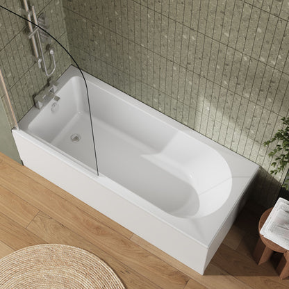 [BBZSE048] Round Single Ended 1700x750 Shower Bath Set - Front Panel, Round Bath Screen, Fixings & Leg Set - Lifestyle 2