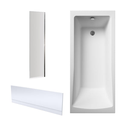 [BBZSE063] Square Single Ended 1700x700 Shower Bath Set - Front Panel, Fixed Screen & Leg Set - Cutout