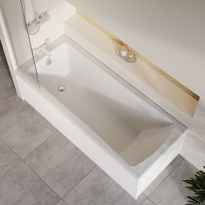 [BBZSE063] Square Single Ended 1700x700 Shower Bath Set - Front Panel, Fixed Screen & Leg Set - Lifestyle 2