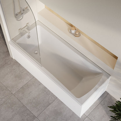 [BBZSE065] Square Single Ended 1700x700 Shower Bath Set - Front Panel, Round Bath Screen - Chrome & Leg Set - Lifestyle 2