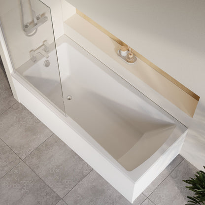 [BBZSE069] Square Single Ended 1700x750 Bath with Front Panel, Chrome Square Bath Screen & Leg Set - Lifestyle 2