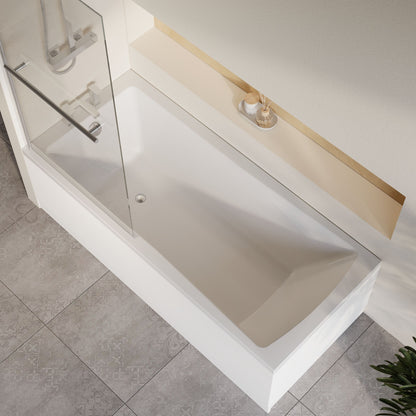 [BBZSE070] Square Single Ended 1700x750 Bath with Front Panel, Chrome Square Bath Screen with Towel Rail & Leg Set - Lifestyle 2