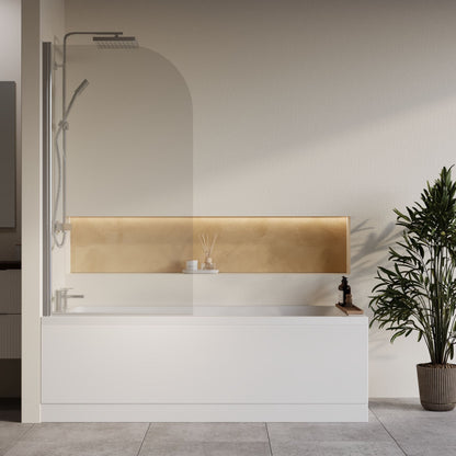 [BBZSE075] Square Single Ended 1700x750 Bath with Front Panel & Chrome Round Corner Screen - Lifestyle 1