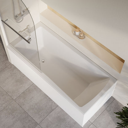 [BBZSE076] Square Single Ended1700x750 Bath with Front Panel & Chrome Round Corner Screen with Towel Rail - Lifestyle 2