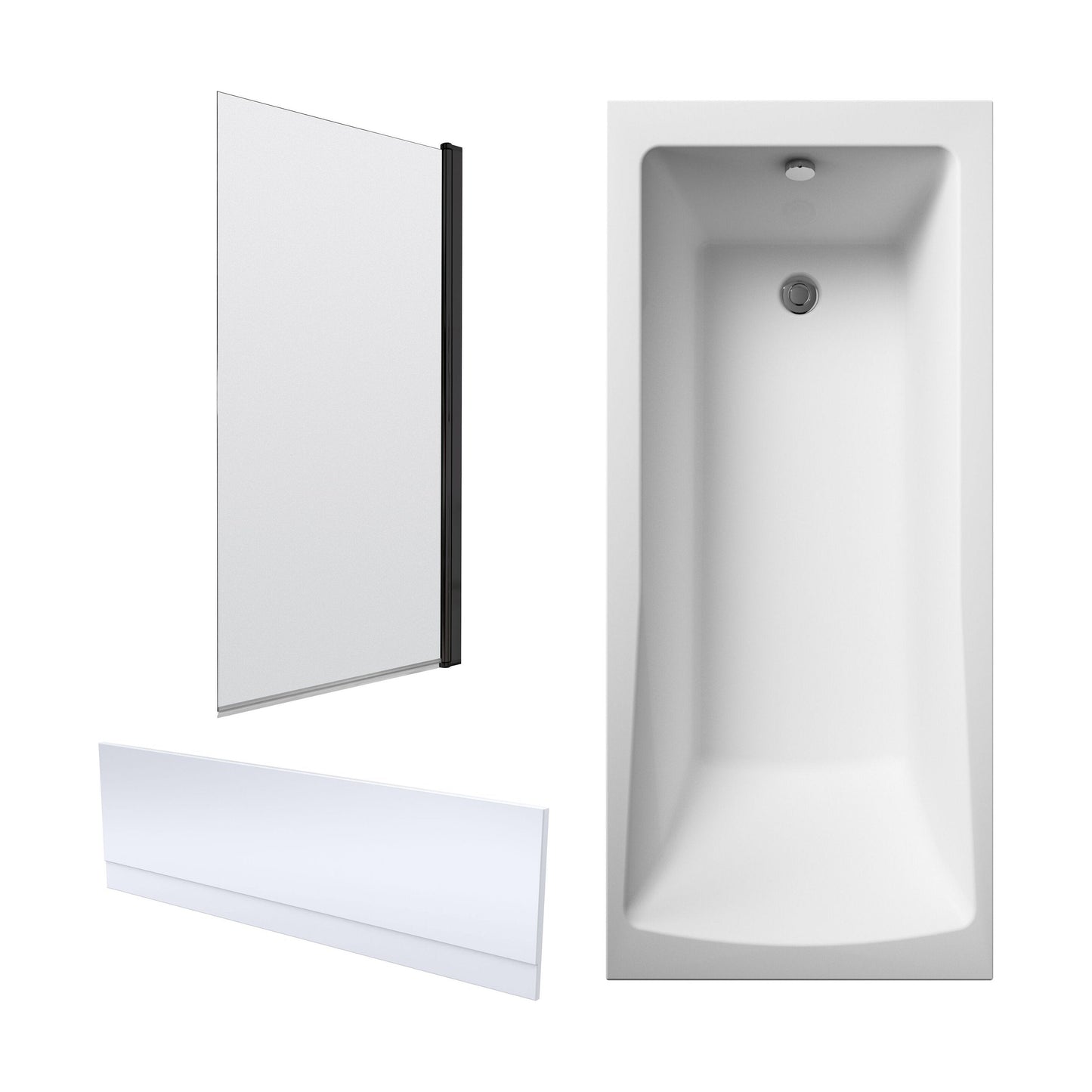 [BBZSE099] Square Single Ended 1700x700 Bath with Front Panel & Black Screen - Cutout