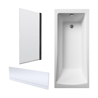 [BBZSE099] Square Single Ended 1700x700 Bath with Front Panel & Black Screen - Cutout