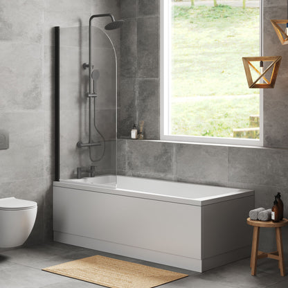 [BBZSE102] Square Single Ended 1700x750 Bath with Front Panel & Black Round Corner Screen - Lifestyle 3