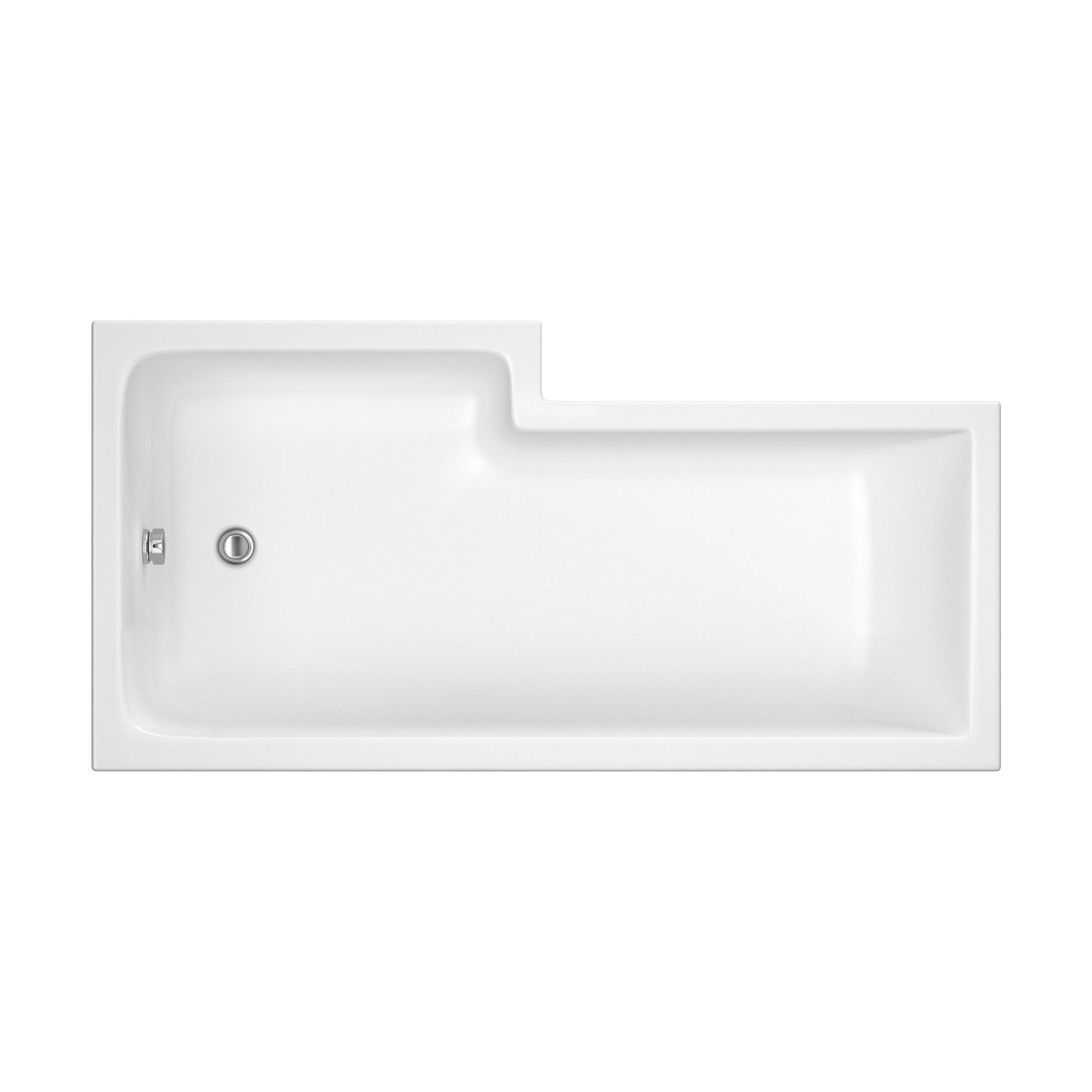 [BBZSS017] L Shape 1700x850 Shower Bath Set - Front Panel & Black Fixed Return Screen, Right Hand - Technical Drawing