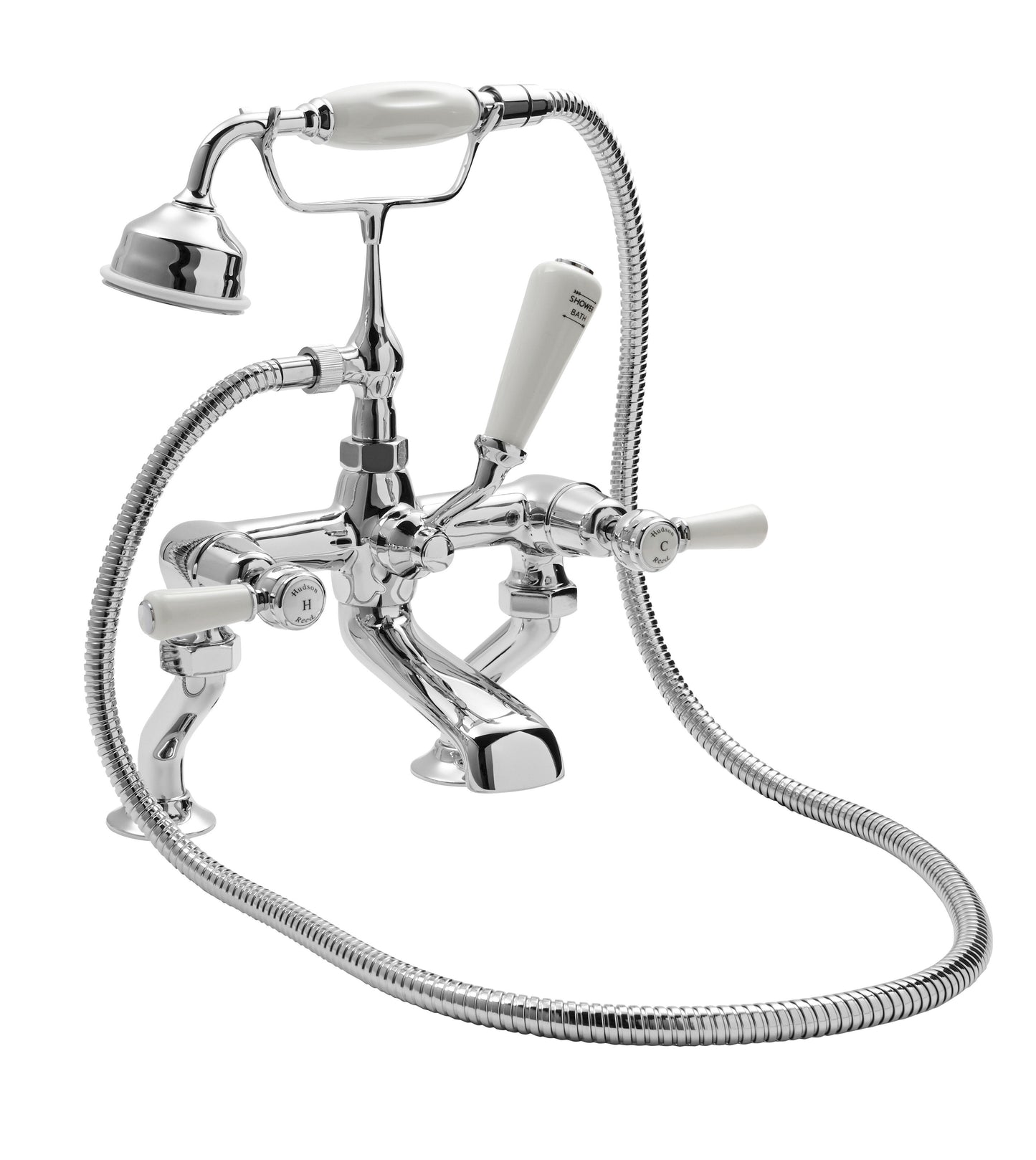White Topaz With Lever Handle Deck Mounted Bath Shower Mixer