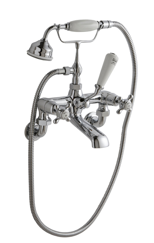 White Topaz With Crosshead Handle Wall Mounted Bath Shower Mixer