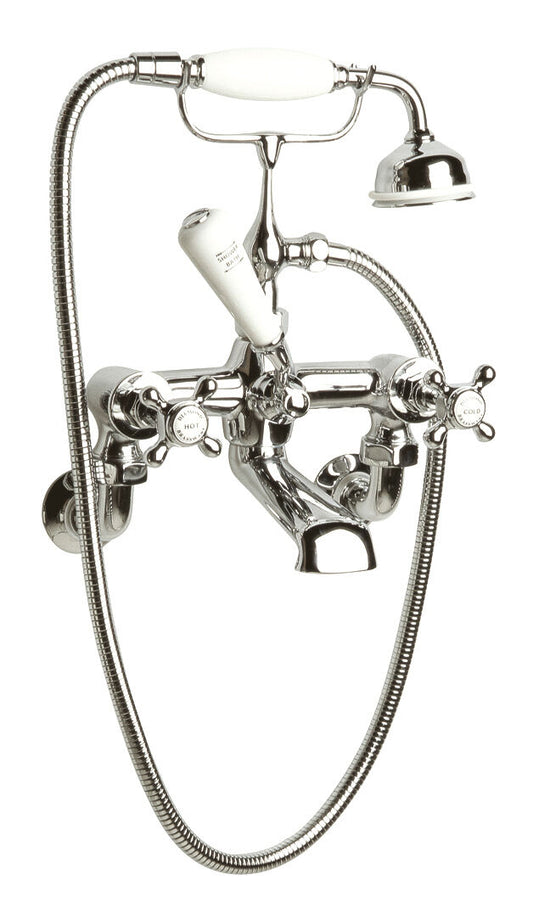 White Topaz With Crosshead Handle Wall Mounted Bath Shower Mixer