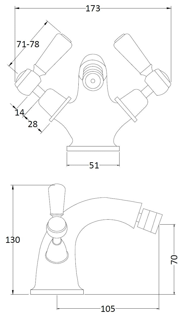 White Topaz With Lever Handle Bidet Tap