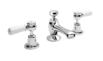 White Topaz With Lever Handle 3 Tap Hole Basin Mixer