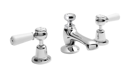 White Topaz With Lever Handle 3 Tap Hole Basin Mixer