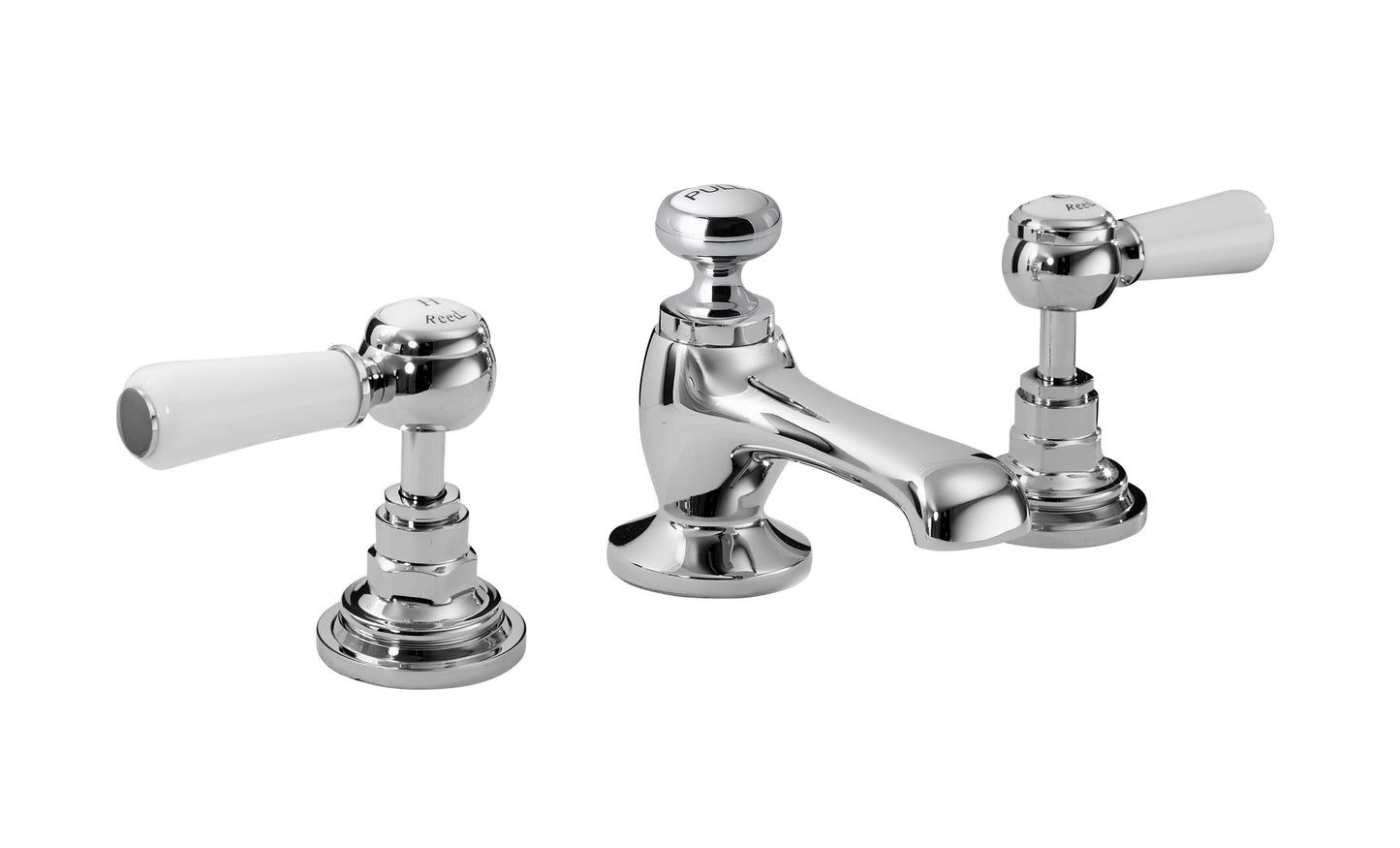 White Topaz With Lever Handle 3 Tap Hole Basin Mixer