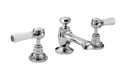 White Topaz With Lever Handle 3 Tap Hole Basin Mixer