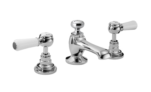 White Topaz With Lever Handle 3 Tap Hole Basin Mixer