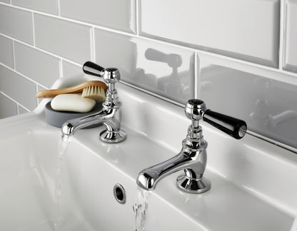 Black Topaz With Lever Handle Basin Taps