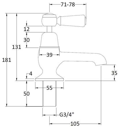 Black Topaz With Lever Handle Bath Taps