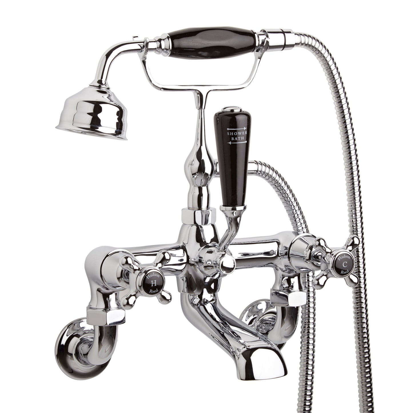 Black Topaz With Crosshead Handle Wall Mounted Bath Shower Mixer