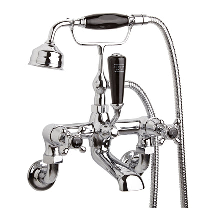 Black Topaz With Crosshead Handle Wall Mounted Bath Shower Mixer