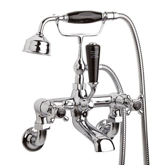 Black Topaz With Crosshead Handle Wall Mounted Bath Shower Mixer