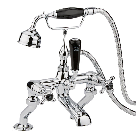 Black Topaz With Crosshead Handle Bath Shower Mixer