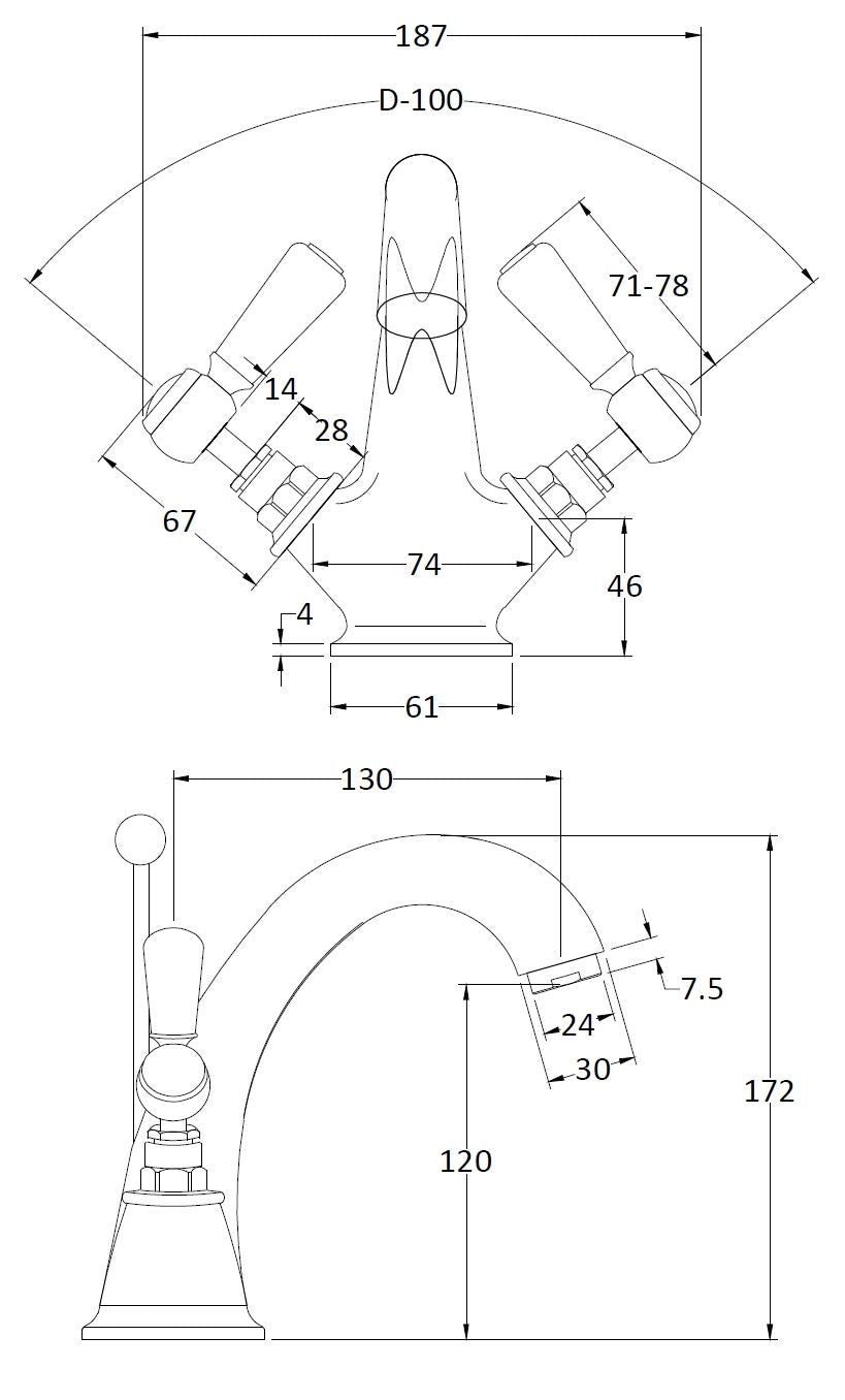 Black Topaz With Lever Handle Mono Basin Mixer