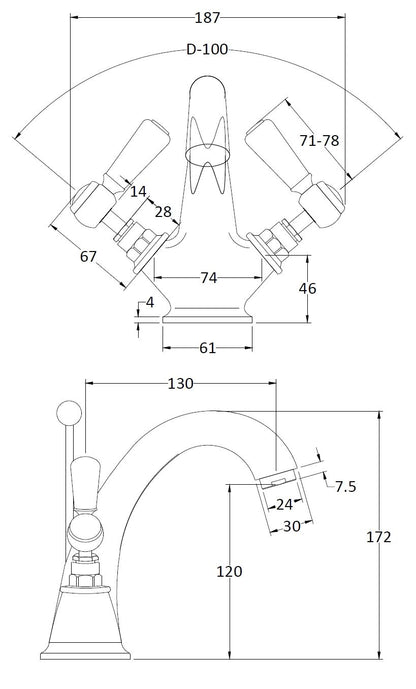 Black Topaz With Lever Handle Mono Basin Mixer