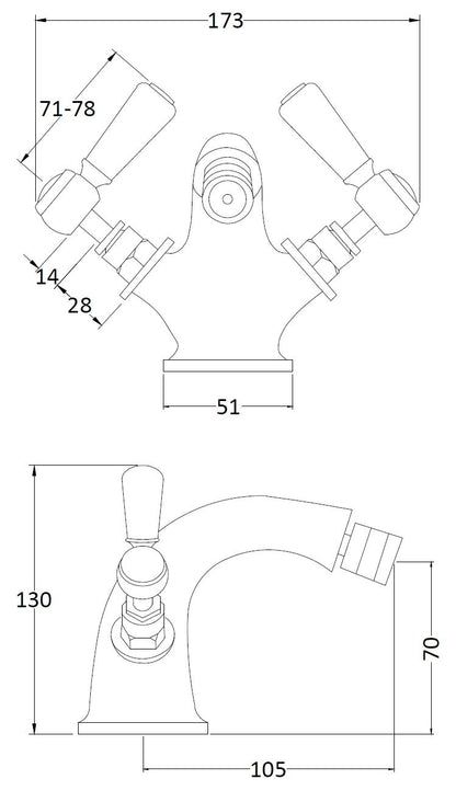 Black Topaz With Lever Handle Bidet Tap