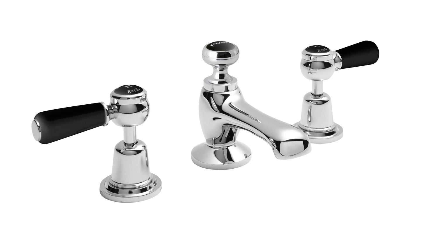 Black Topaz With Lever Handle 3 Tap Hole Basin Mixer