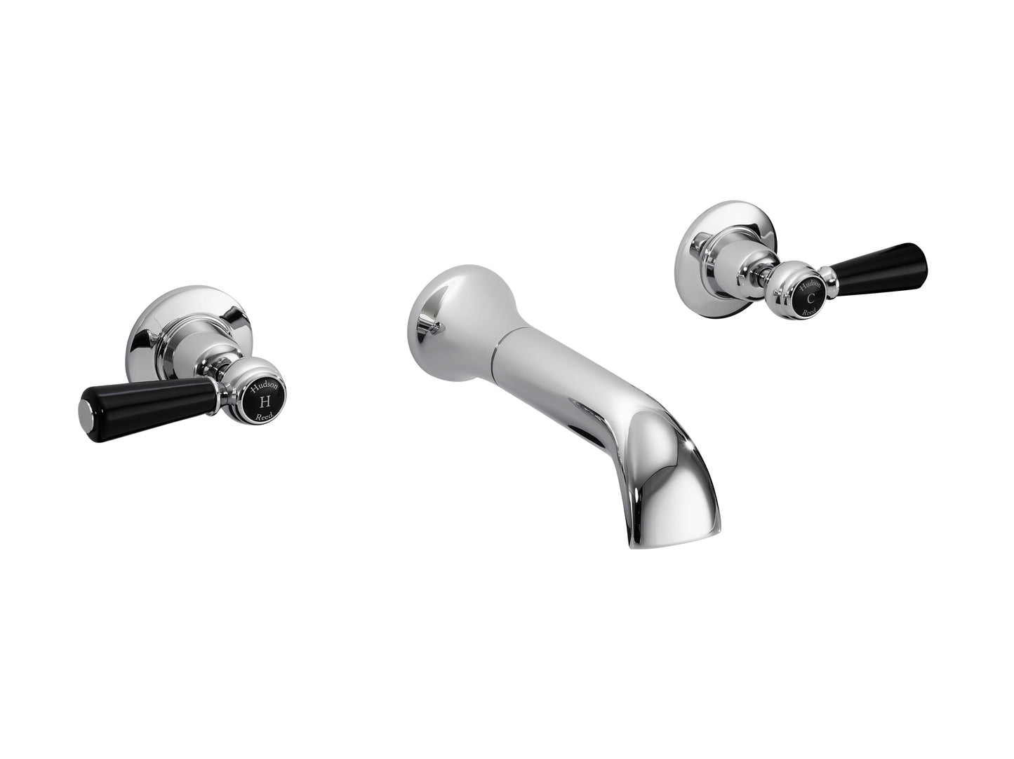 Black Topaz With Lever Handle 3 Tap Hole Wall Mounted Basin Mixer