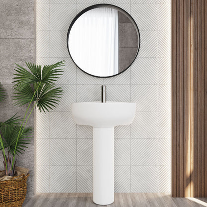 [BCAD002] Anslow Round Ceramic Bathroom Basin and Full Pedestal - 550mm - Lifestyle 1