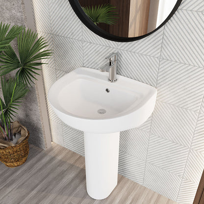 [BCAD002] Anslow Round Ceramic Bathroom Basin and Full Pedestal - 550mm - Lifestyle 2