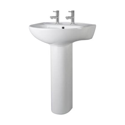 [BCAD003] Anslow Round Ceramic Bathroom Basin and Full Pedestal - 550mm - Cutout