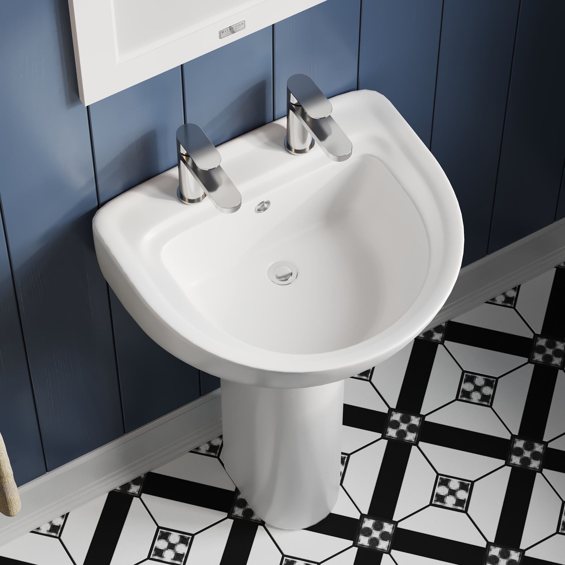 [BCAD003] Anslow Round Ceramic Bathroom Basin and Full Pedestal - 550mm - Lifestyle 2