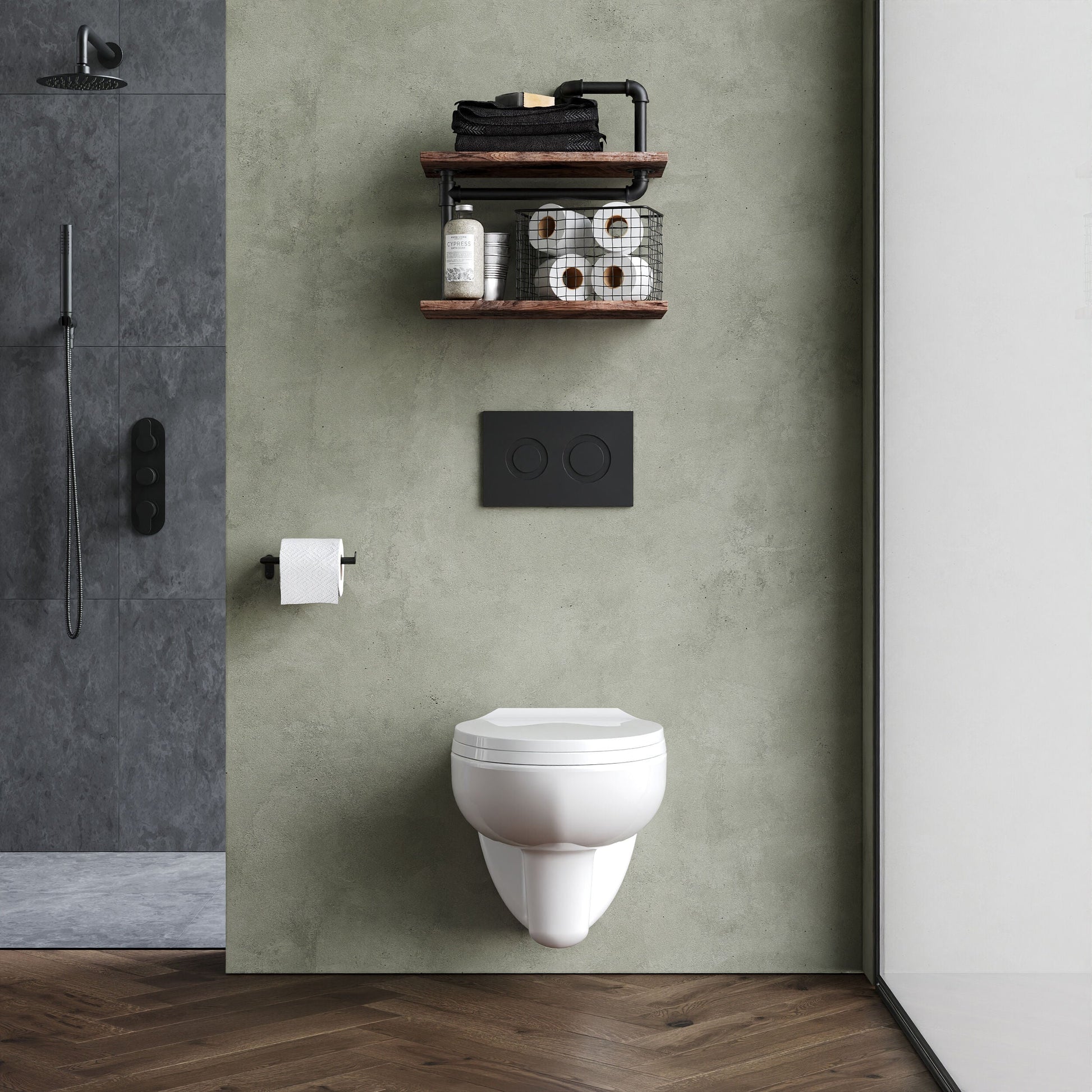 [BCAD140P] Balterley Adley Modern Bathroom Wall Hung Toilet Pan 390mm x 355mm - White - Lifestyle 1