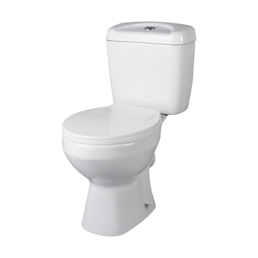 [BCAD150] Anslow Compact Close-Coupled Toilet & Cistern with Standard Seat - White Ceramic, 748 x 382mm - Cutout