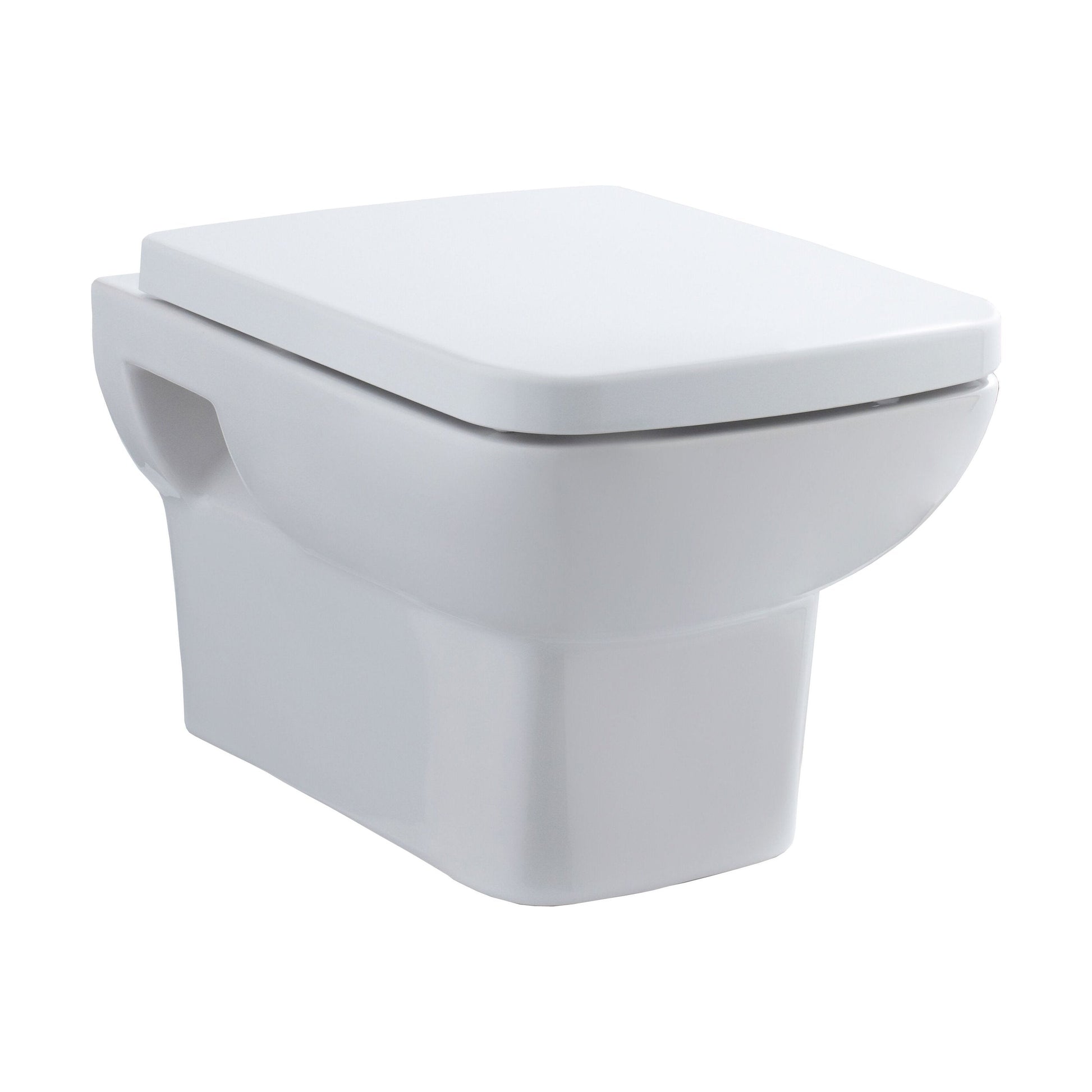 [BCAL005] Meaford Contemporary Square Wall Hung Toilet Pan and Soft Close Seat, 420 x 350 x 525mm - Cutout